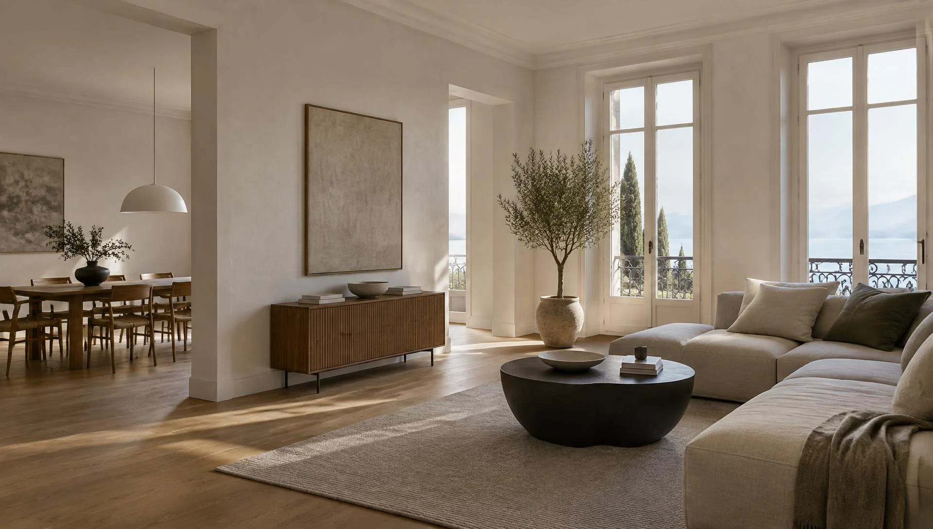 Image d’inspiration : intérieur contemporain, murs clairs et lumière naturelle